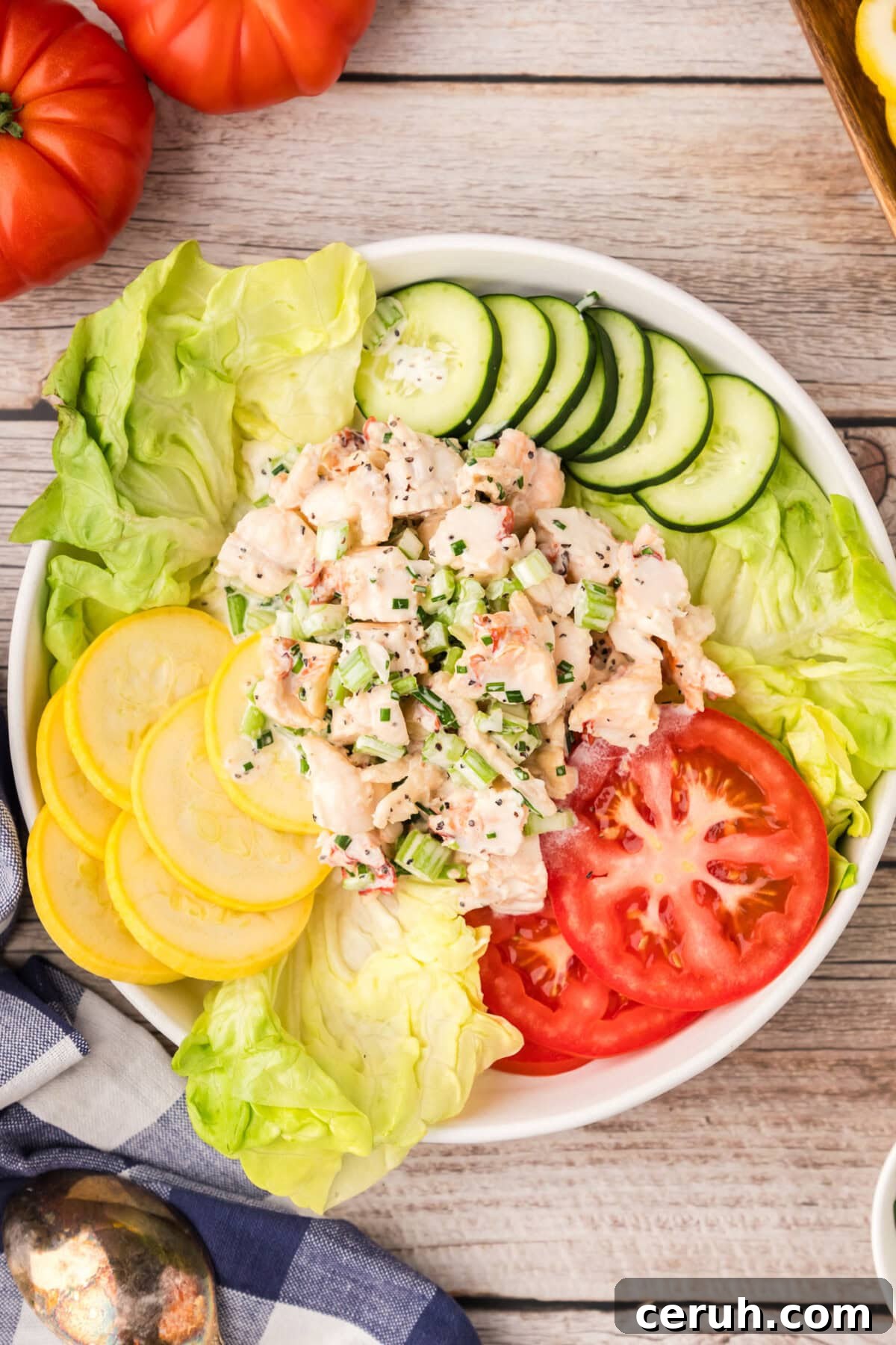 Lobster Salad in a bowl with vegetables 