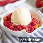 cobbler in a bowl with a scoop of ice cream on top