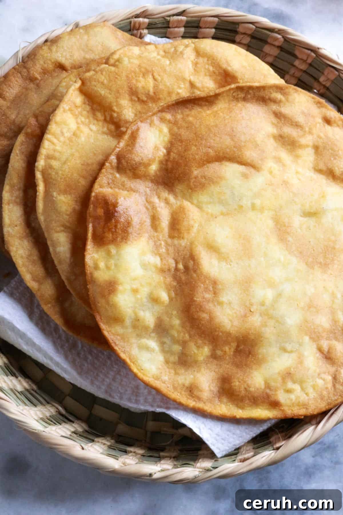 Homemade Tostada Shells: Crispy Tortilla Shell Recipe 6 Tostadas draining on paper towel