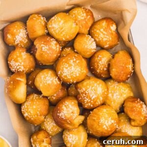baked pretzel bites on baking sheet.