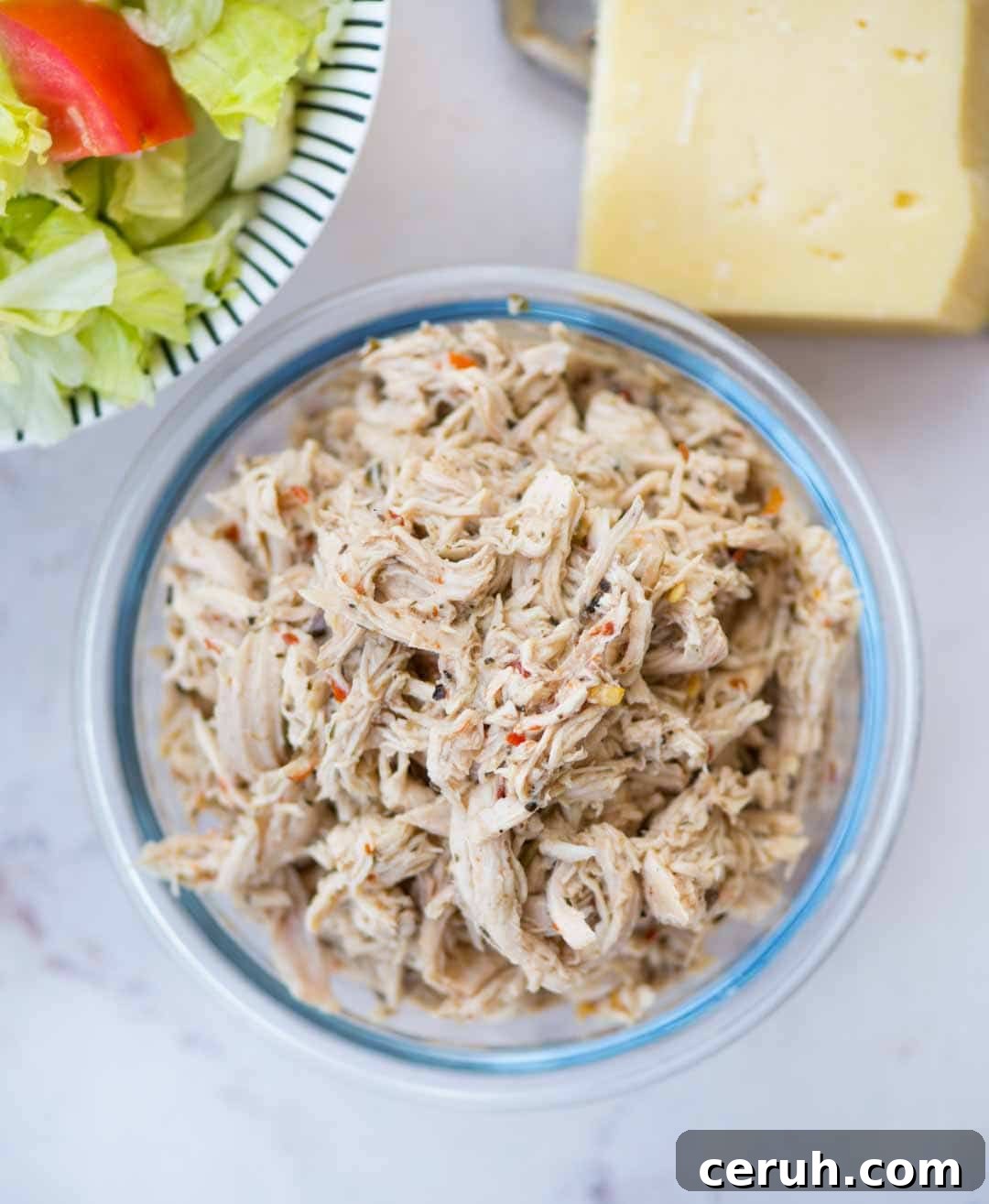 Instant Pot Shredded Chicken is moist, juicy and quick to make. I have 6 exciting flavours of shredded chicken along with the video for you, perfect to add in salads, soups, wraps, tacos or anything that calls for cooked chicken.