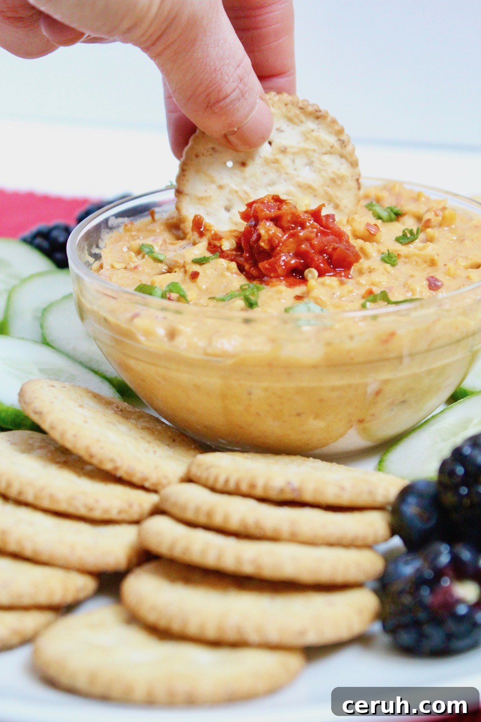 Zesty Hummus Pimento Cheese Dip