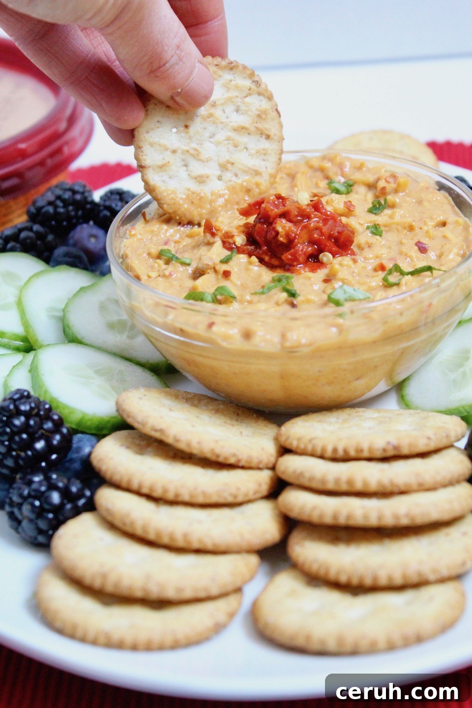 Zesty Hummus Pimento Cheese Dip