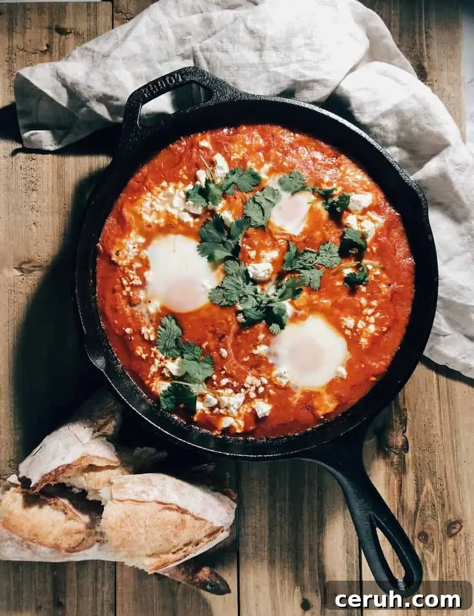 a cast iron full of shakshuka