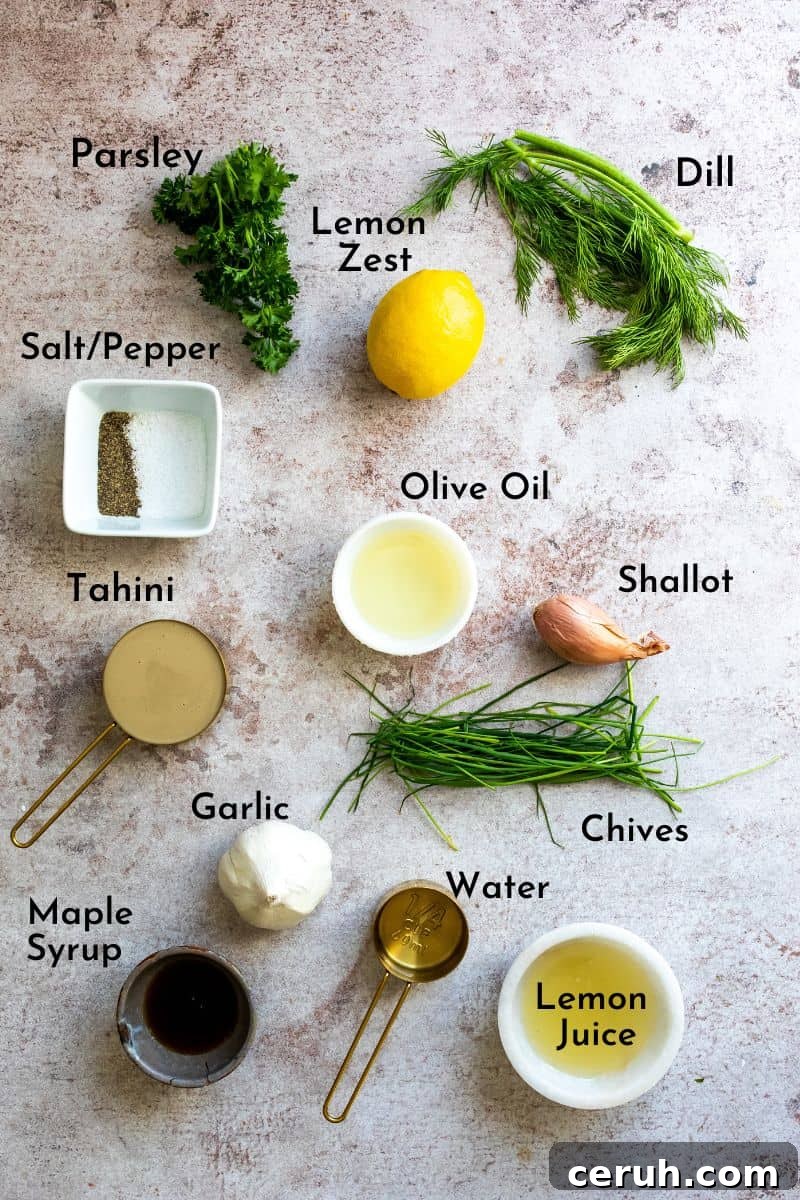 Ingredients for lemon herb tahini