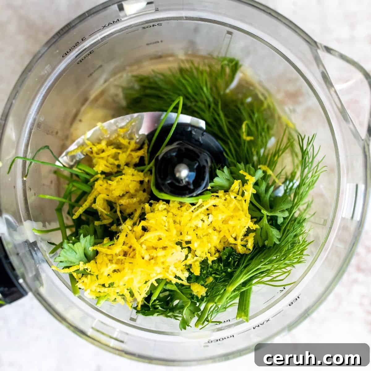 Blender with ingredients inside