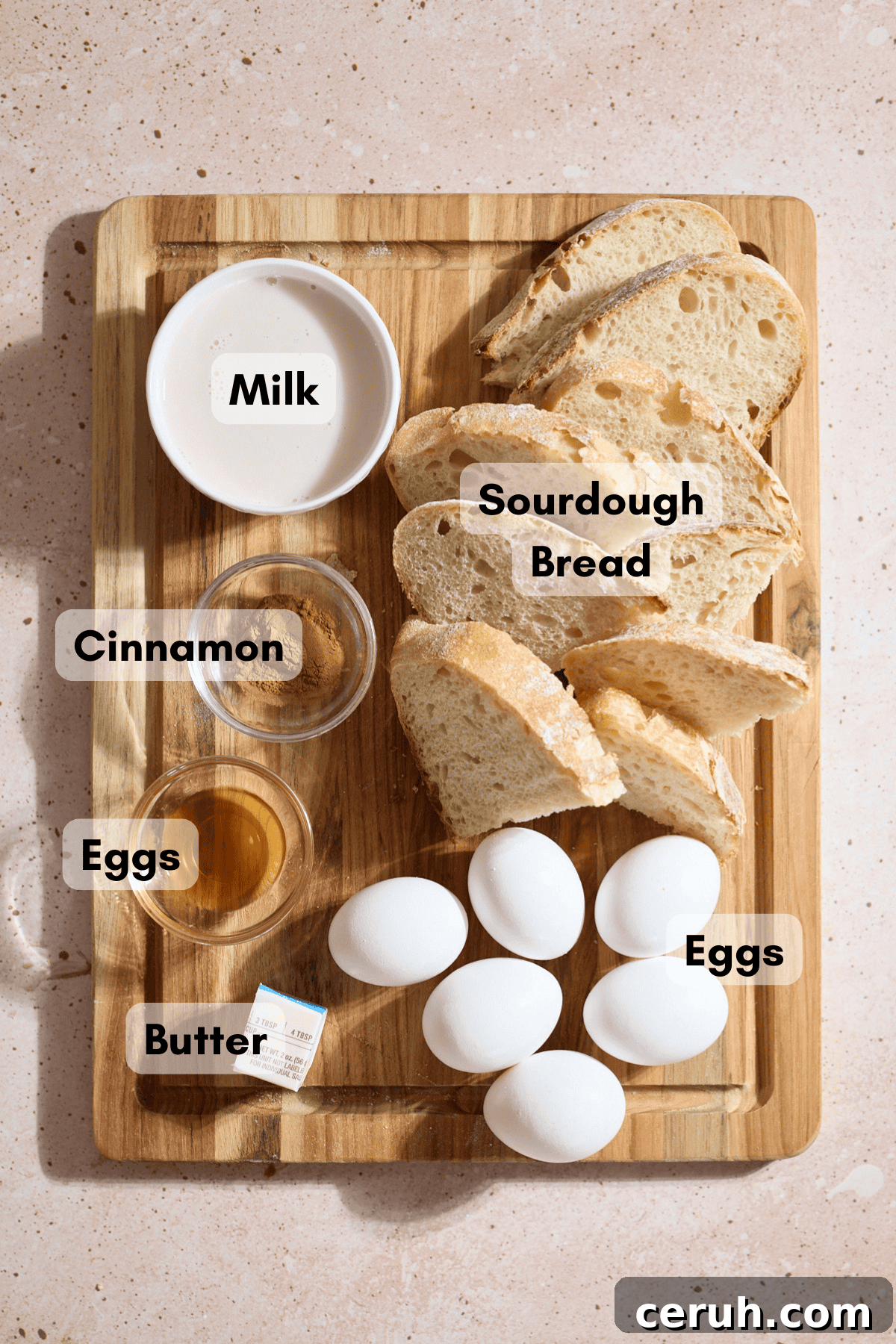 Ingredients for Sourdough French Toast.