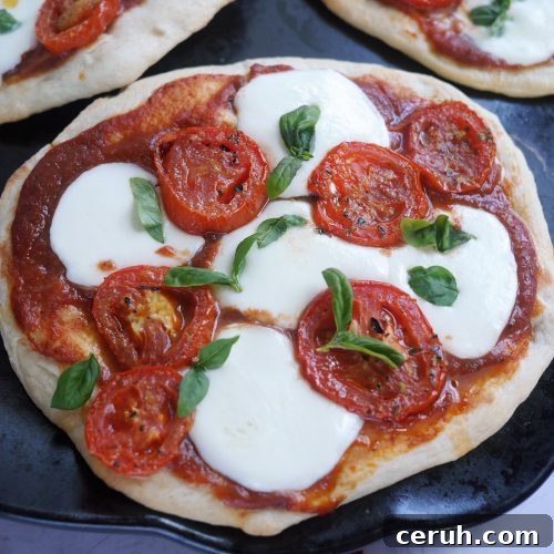 Fresh Margherita Pizza on homemade flat bread