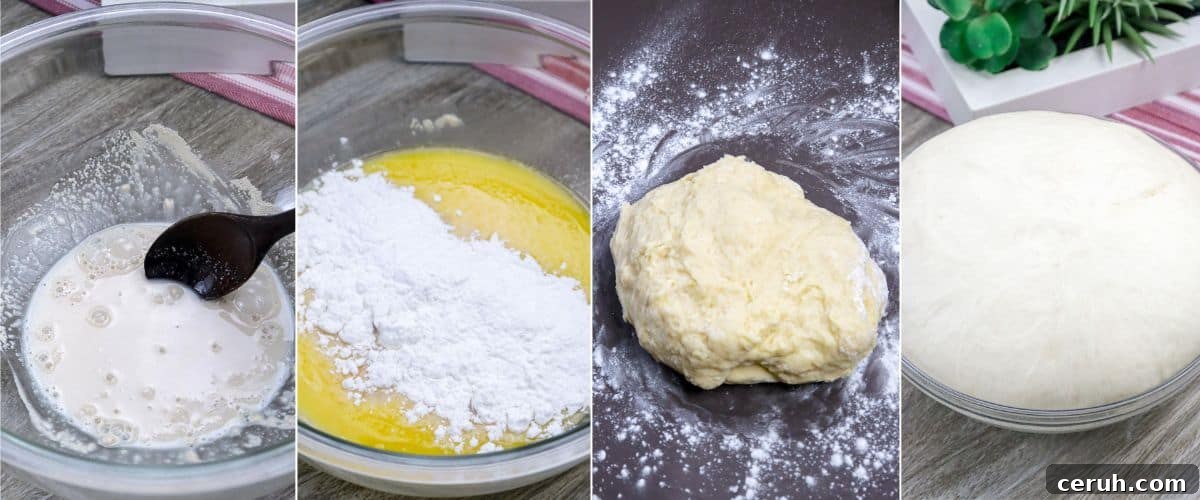 making bread dough.