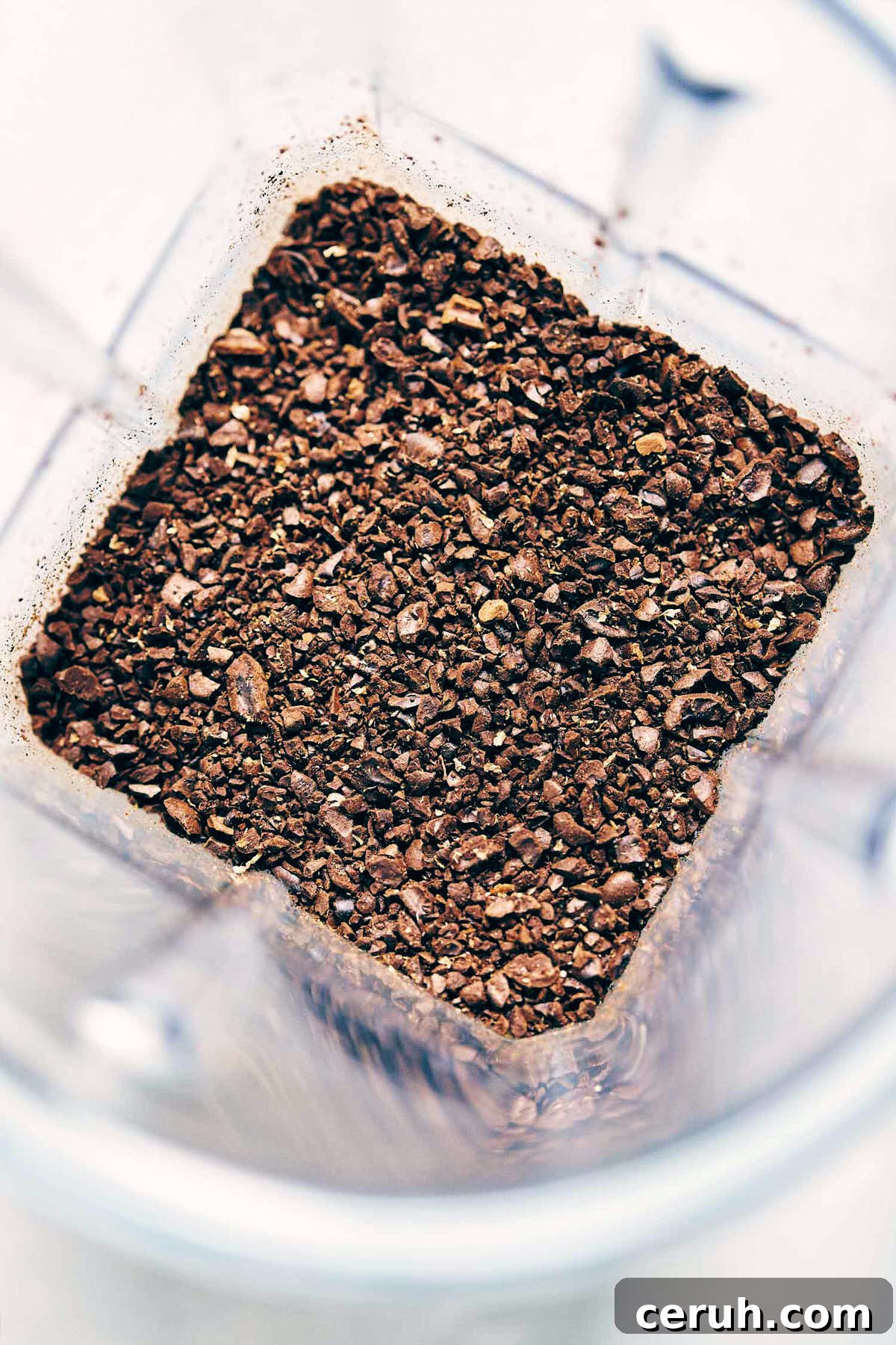 Coffee after it has been ground roughly in the blender