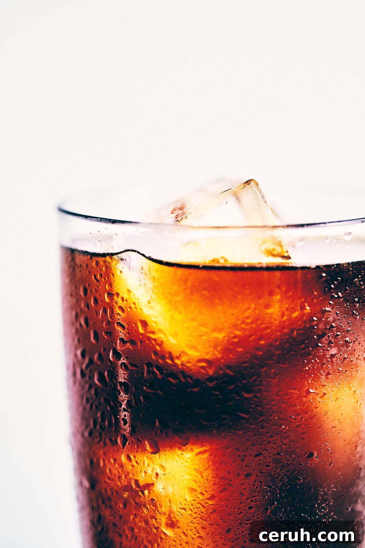Close up of cold brew coffee in a glass with ice