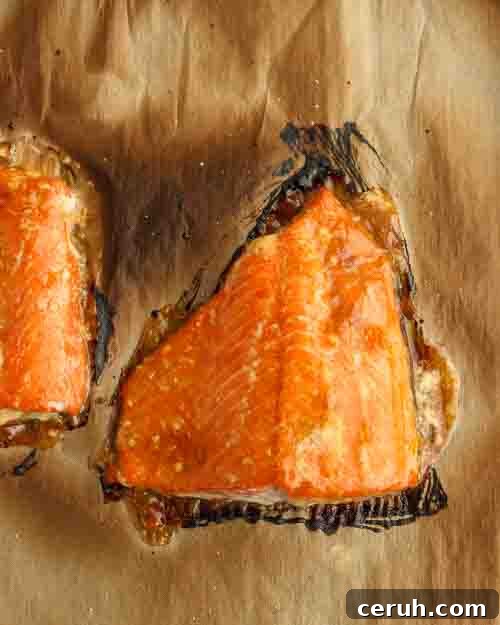 Baking salmon in the oven.
