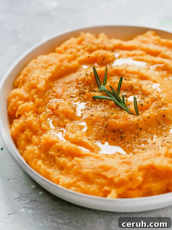 closeup view of a roasted butternut squash mash