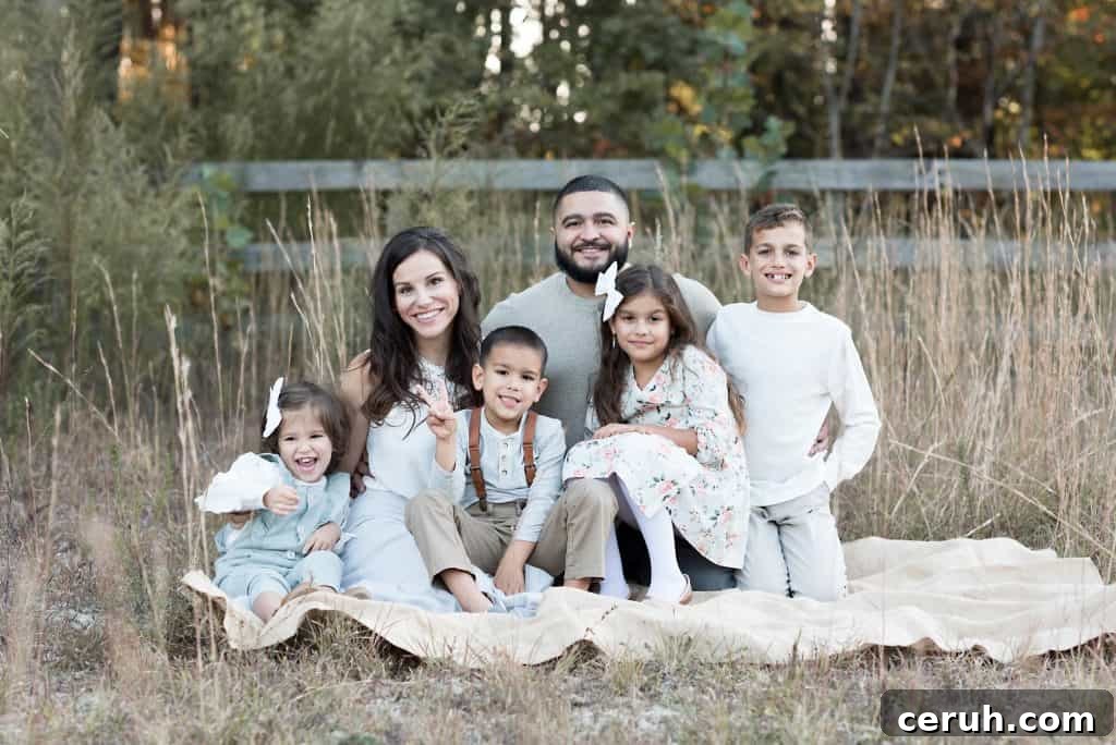 photography of a family of 6 in durham outside on a blanket