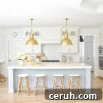 large white and blue kitchen
