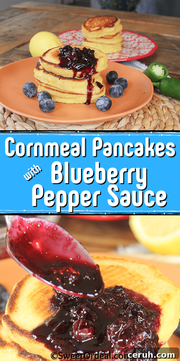 Cornmeal Pancakes with Blueberry Pepper Sauce