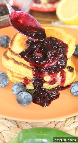 Cornmeal Pancakes with Blueberry Pepper Sauce